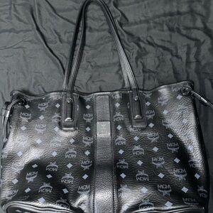 MCM Black and White Checkered Interior Bag